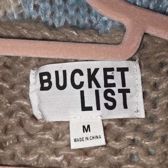 BUCKETLIST Size Medium Tan Color Block Sleeve Cardigan - Picture 5 of 5